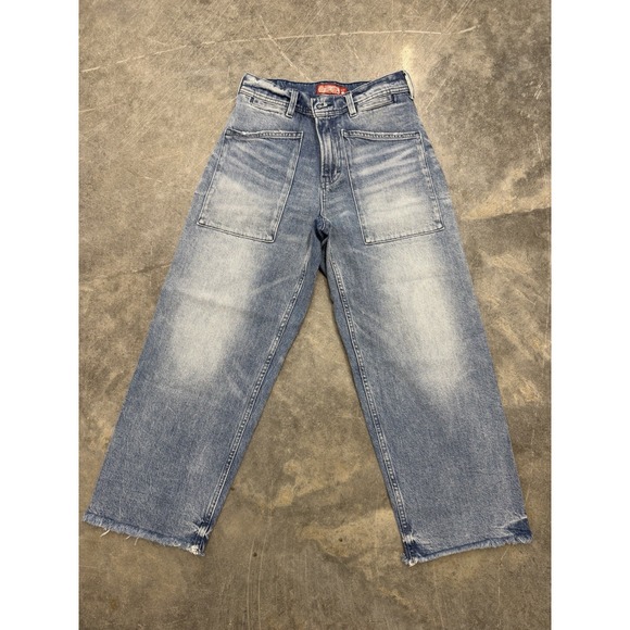 Lucky Brand Denim - Lucky Brand Lucky Legend High Rise Wide Leg Raw Hem Jeans Womens 4/27 Blue Denim